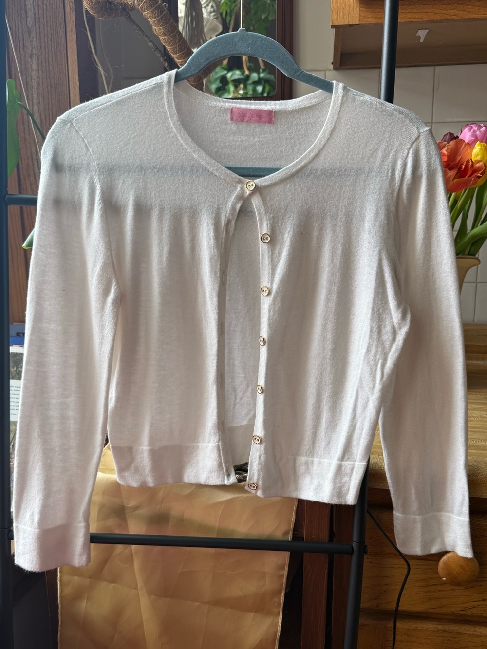 Lilly Pulitzer Lightweight White Button-Up Cardigan Sweater